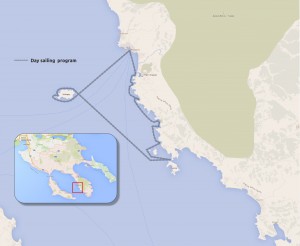 Tour route map of sailing tour from Neos Marmaras